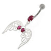 Enchanting Angel Wings: Floral Sterling Silver Belly Ring with Swarovski Sparkle