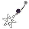 Enchanting 925 Sterling Silver Snowflake Belly Ring with Cubic Zirconia Charm