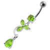 Chic Sterling Silver Flower Jeweled Belly Ring - Trendy Body Jewelry