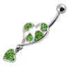 Trendy Heart & Banana Dangle Belly Ring: 316L Steel & Sterling Silver Charm