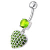 Trendy Jeweled Heart Belly Ring - Dazzling Sterling Silver & Surgical Steel