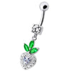 Heartfelt Elegance: White Jeweled Dangling Belly Ring for Trendy Shoppers