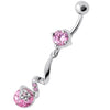 Sparkling Star Belly Ring: 316L Steel & Sterling Silver with Zirconia Charm