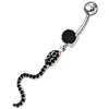 Trendy Jeweled Snake Belly Ring - Stunning Sterling Silver Charm!