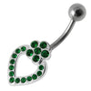 Trendy Heart Silver Belly Ring - Sparkling SS Banana Bar Navel Jewelry