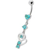 Elegant Jeweled Heart Belly Ring - 14g Surgical Steel & Sterling Silver Charm