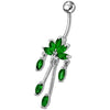 Trendy Steel & Sterling Silver Banana Bar Belly Ring with Dazzling Chandeliers