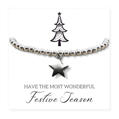 Sparkling Silver Star Beaded Bracelet – Perfect Holiday Gift for Loved Ones!