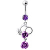 Elegant Silver Jewel Belly Ring: Dazzling Cubic Zirconia Charm