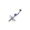 Trendy Jeweled Flying Cross Belly Ring - Surgical Steel & Sterling Silver Charm