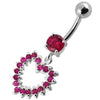 Trendy Jeweled Heart Silver Belly Ring - Sparkle in Style!