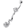 Sparkling Star Belly Ring: 316L Steel & Sterling Silver with Zirconia Charm