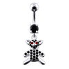 Trendy Jeweled Teddy Bear Belly Ring - Stylish 316L Steel & Sterling Silver Charm