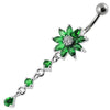 Chic Flower Jeweled Belly Ring - 316L Steel & Sterling Silver Elegance!