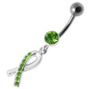 Trendy Jeweled CROSS Belly Ring - Stunning Sterling Silver & Surgical Steel!