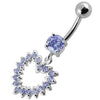 Trendy Jeweled Heart Silver Belly Ring - Sparkle in Style!