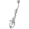 Sparkling Sterling Silver Belly Ring: Elegant Fancy Flower Design