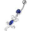 Trendy Jeweled Lizard Belly Ring - Stylish 14g Surgical Steel Body Jewelry