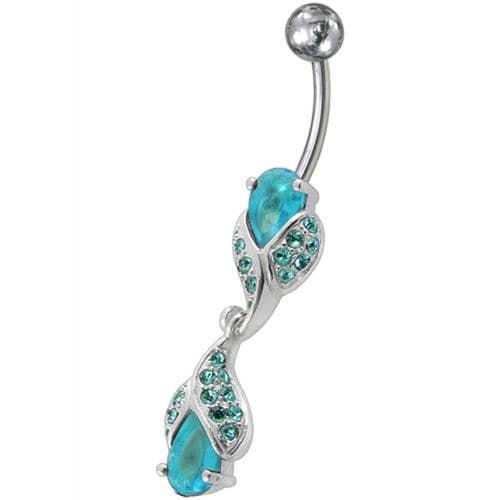 Trendy Zirconia Banana Bar Belly Ring - Luxury Surgical Steel & Sterling Silver