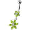 Chic Floral Dangle Belly Ring - 316L Steel & Sterling Silver Elegance!