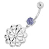 Chic 316L Surgical Steel Jeweled Belly Ring with Sterling Silver Charm