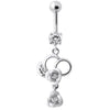 Elegant Silver Jewel Belly Ring: Dazzling Cubic Zirconia Charm