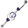 Trendy Jeweled Heart Banana Bar Belly Ring - Stylish Body Jewelry