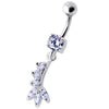 Trendy Sterling Silver Curved Bar Belly Ring - Dazzle in Style!