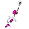 Trendy Jeweled Dolphin Belly Ring – Stylish 316L Surgical Steel & Silver Charm