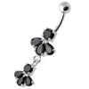 Radiant Jeweled Belly Ring - 316L Surgical Steel & Sterling Silver Charm