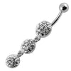 Trendy Triple Ball Dangling Belly Ring with Stylish Banana Bar