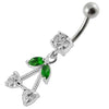 Stunning Double Heart Dangle Belly Ring - Jeweled Surgical Steel Body Jewelry