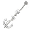 Elegant Anchor Belly Ring with Sterling Silver Charm & Sparkling Zirconia