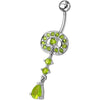 Elegant Vintage Indian Jeweled Silver Belly Ring - Surgical Steel Charm