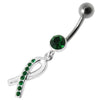 Trendy Jeweled CROSS Belly Ring - Stunning Sterling Silver & Surgical Steel!