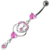 Trendy Jeweled Heart Banana Bar Belly Ring - Stylish Body Jewelry