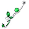 Trendy Sterling Silver Butterfly Belly Ring with Sparkling Zirconia Charm