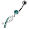 Trendy Jeweled CROSS Belly Ring - Stunning Sterling Silver & Surgical Steel!