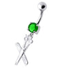 Trendy Jeweled Scissor & Comb Belly Ring - Chic Surgical Steel Accessory