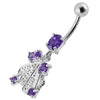 Trendy Silver Dangling Belly Ring - Stylish 14g Surgical Steel & Sterling Charm