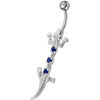 Trendy Jeweled Lizard Belly Ring - Stylish 14g Sterling Silver Charm