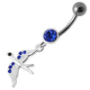 Sparkling Jeweled Pigeon Belly Ring - Elegant Surgical Steel & Sterling Silver