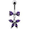 Elegant Jeweled Butterfly Belly Ring - Surgical Steel & Sterling Silver Charm