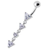 Trendy Jeweled Dangling Curved Belly Ring - Sparkle in Style!