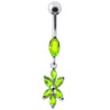 Trendy Sterling Silver Flower Belly Ring - Elegant Body Jewelry!