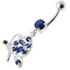 Trendy Silver Jeweled Butterfly Belly Ring - Elegant 14g Design!