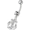 Trendy Sterling Silver Jeweled Anchor & Cross Belly Ring – 14g Chic Accessory