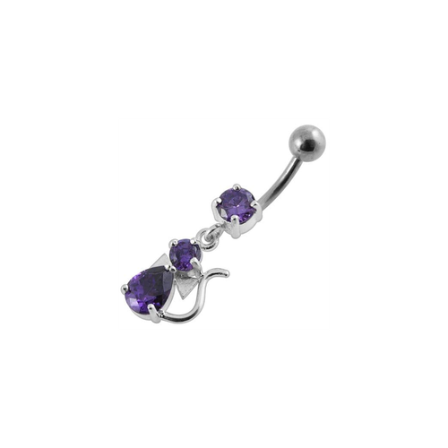 Trendy Jeweled Silver Banana Bar Belly Ring - Dazzle Your Midriff!