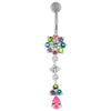 Radiant Jeweled Flower Belly Ring - Stylish 14g Curved Bar for Trendy Shoppers