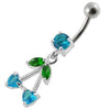 Stunning Double Heart Dangle Belly Ring - Jeweled Surgical Steel Body Jewelry